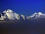 01 Flight To Kathmandu 04 Dhaulagiri and Tukuche Peak Close Up Dhaulagiri and Tukuche Peak close up from the early morning flight from Doha to Kathmandu.